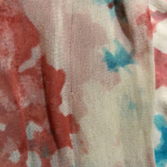 Multiples top in beige, aqua and rust. Pretty lacey yoke with brass beads. - Picture 7 of 8